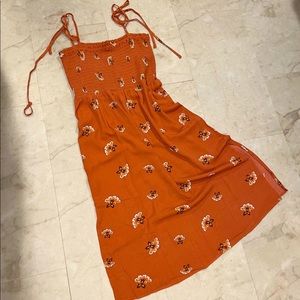 NWT - LOFT Beach Floral Smocked Tie Strap Midi Dress - medium